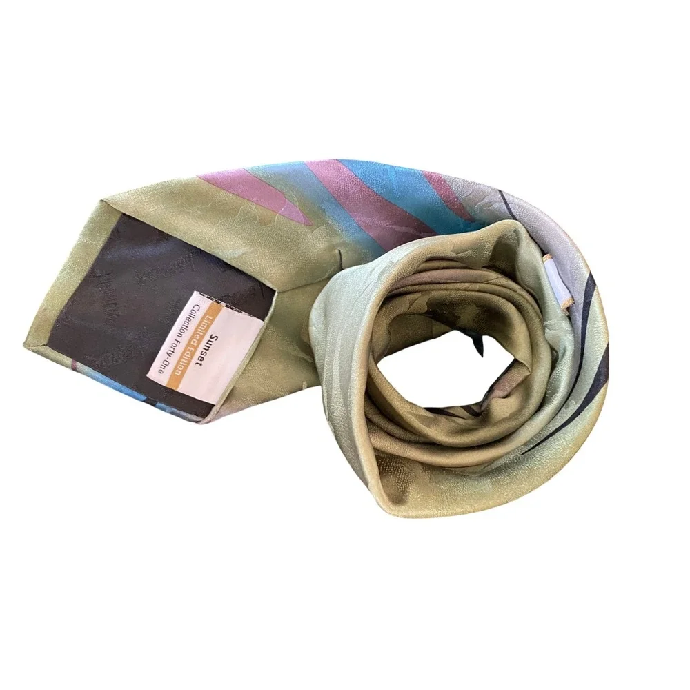 J. Garcia Sunset Limited Edition‎ Collection 41 Silk Tie Green Blue Abstract Art